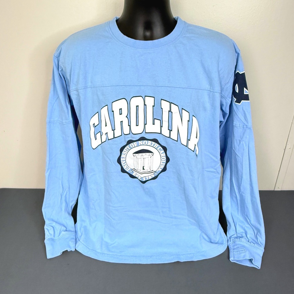 Pressbox UNC Shirt Womens Medium Carolina Blue Long Sleeve Jersey Spirit Tee